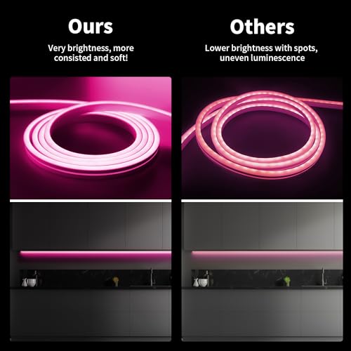 iNextStation 12V Pink LED Strip Lights 16.4FT, Flexible Silicone Neon Rope Light, Waterproof, Cuttable, Dimmable & Linkable, for Cabinet, Ceiling, Wall, Bedroom, Kitchen, Garage (No Adapter) - Image 3