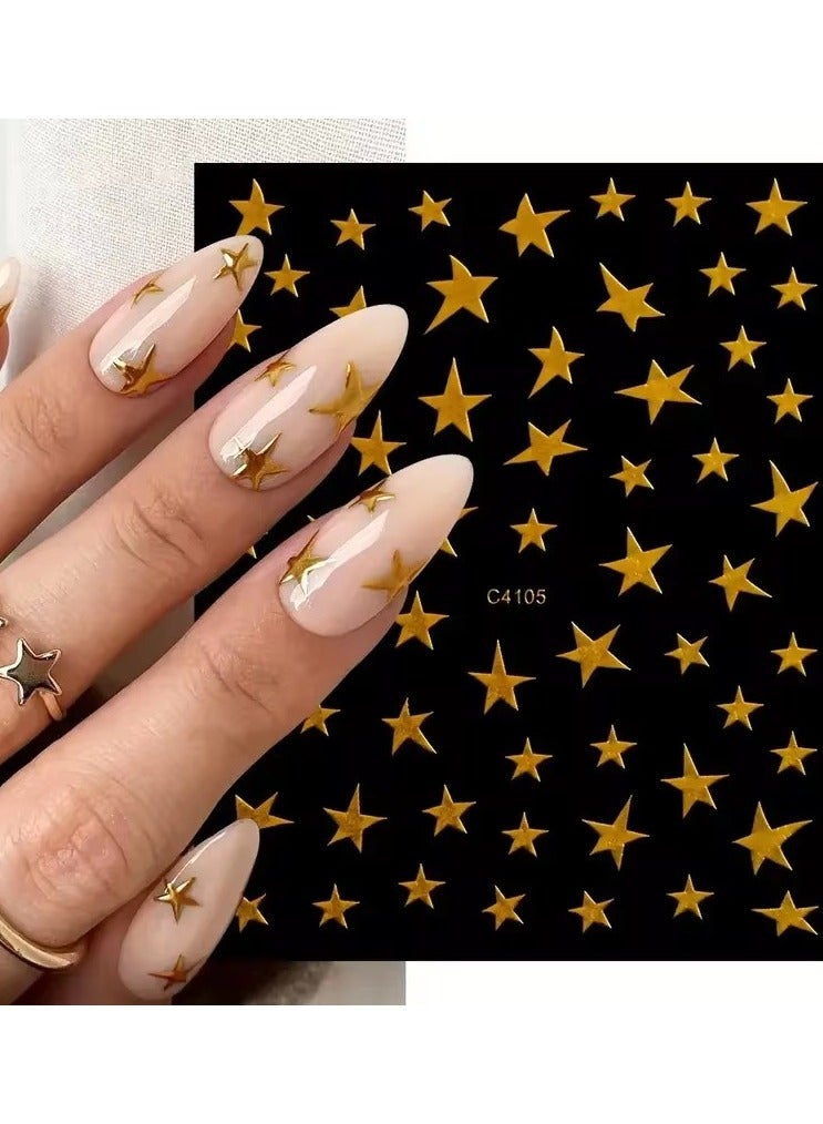 جلوسكي 1/4 جهاز كمبيوتر شخصي ثلاثي الأبعاد المعدنية الفضة الذهبية ستاربرست الأظافر ملصقات مانيكور فرنسية الأظافر الفن ديكور ملصق Y2K الأظافر الفن نصائح سحر الأظافر - Image 1