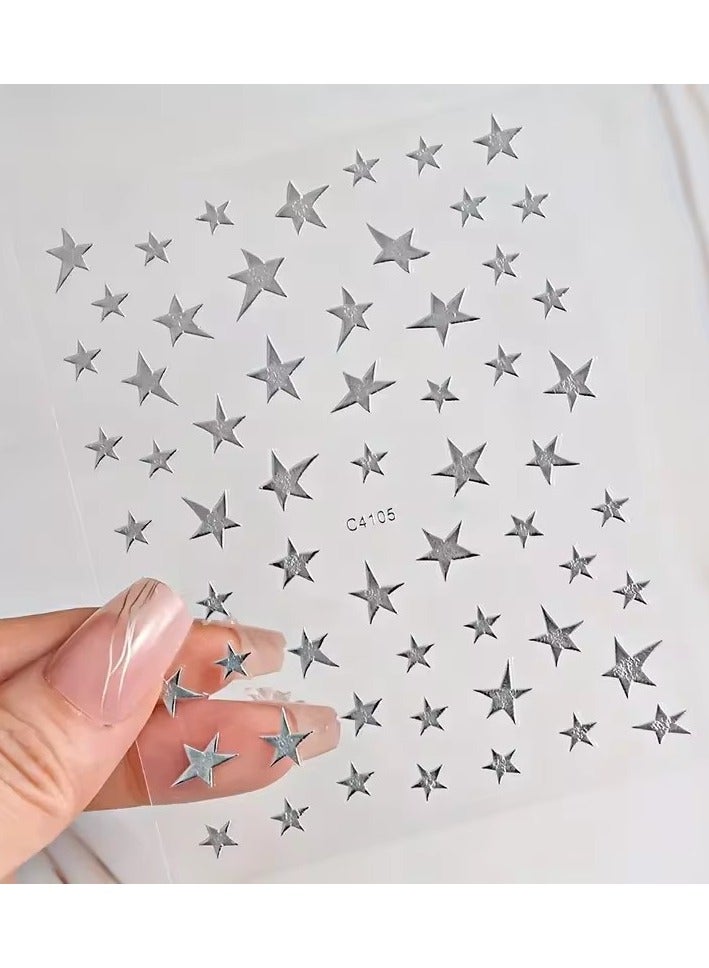 جلوسكي 1/4 جهاز كمبيوتر شخصي ثلاثي الأبعاد المعدنية الفضة الذهبية ستاربرست الأظافر ملصقات مانيكور فرنسية الأظافر الفن ديكور ملصق Y2K الأظافر الفن نصائح سحر الأظافر - Image 3