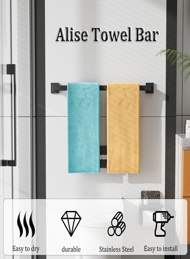 Alise Black Towel Bars,27.56 Inch Towel Holder Towel Racks for Bathroom and Lavatory,SUS304 Stainless Steel Hand Towel Hanger Rail Wall Mount,Useable Length 25.79 Inch Towel Bar, GYT070-B - Image 2
