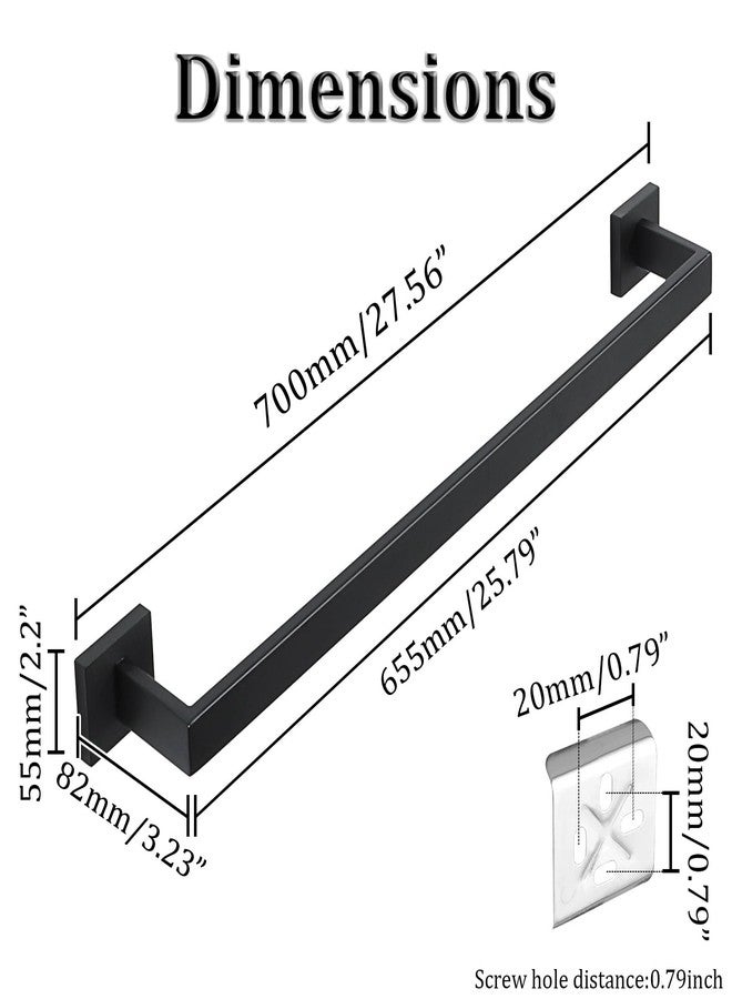 Alise Black Towel Bars,27.56 Inch Towel Holder Towel Racks for Bathroom and Lavatory,SUS304 Stainless Steel Hand Towel Hanger Rail Wall Mount,Useable Length 25.79 Inch Towel Bar, GYT070-B - Image 4