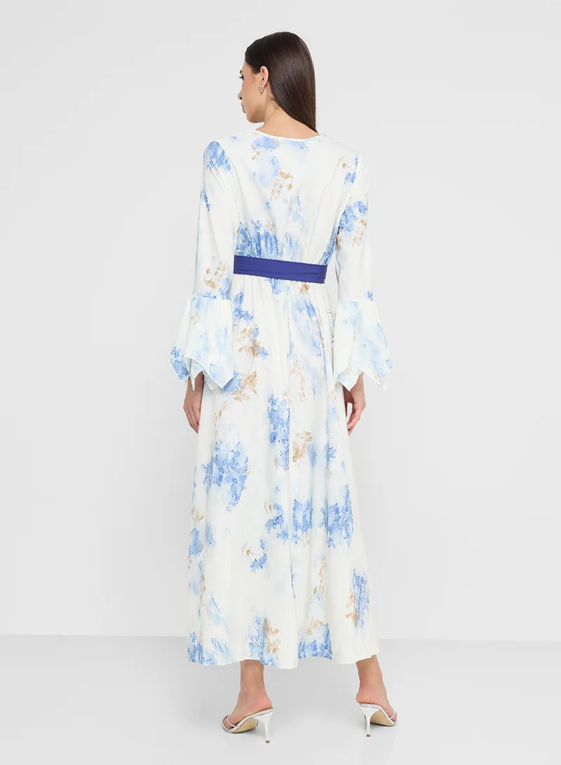 Khizana Floral Print Pleated Dress