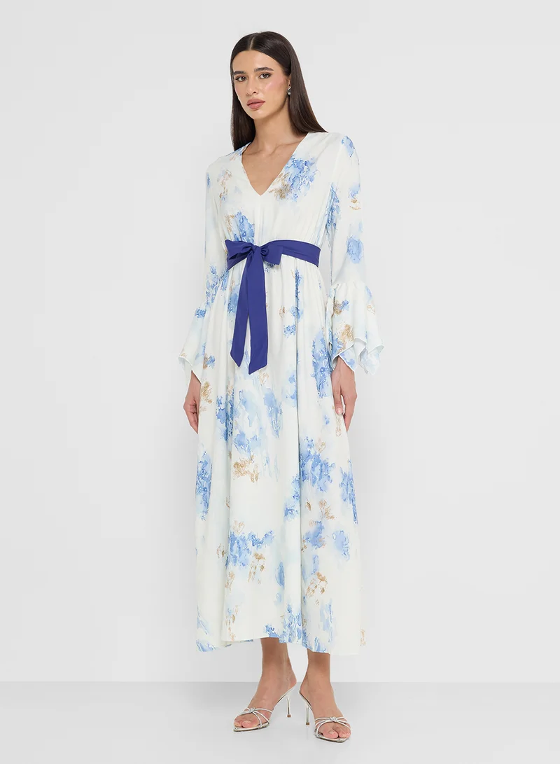 Khizana Floral Print Pleated Dress