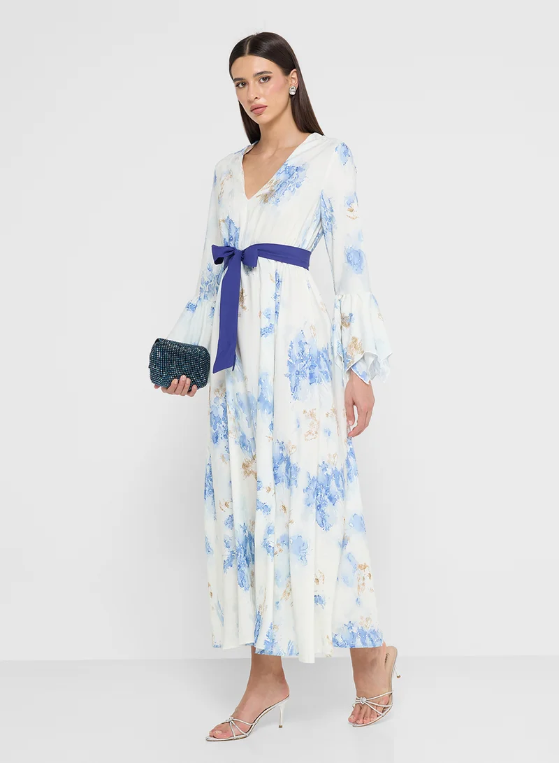 Khizana Floral Print Pleated Dress