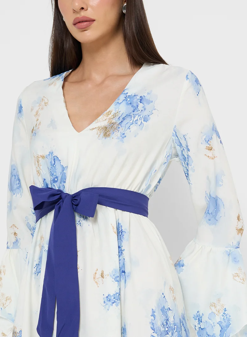Khizana Floral Print Pleated Dress