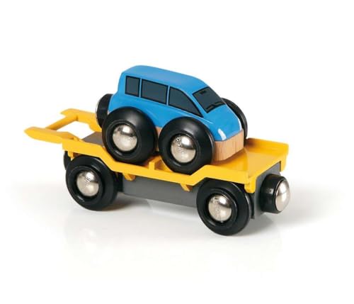 BRIO World 33577 Car Transporter 2 Piece Wooden Toy Train Set Childs Imagination Igniter FSC Certified Ideal for Kids Ages 3 - Image 1