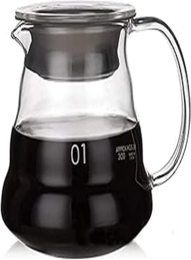 مجموعة أكواب القهوة الزجاجية المقاومة للحرارة Viden 360ml #1 V60"Clear" | كوب تقديم القهوة والشاي | إبريق قهوة يدوي بالتنقيط | شفاف | غلاية قهوة وإبريق شاي