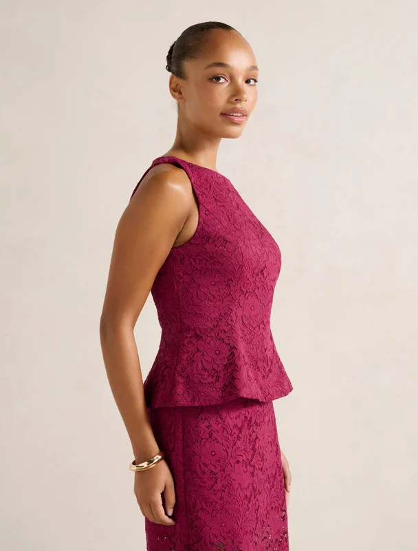 Forever New Loretta Lace Peplum Top