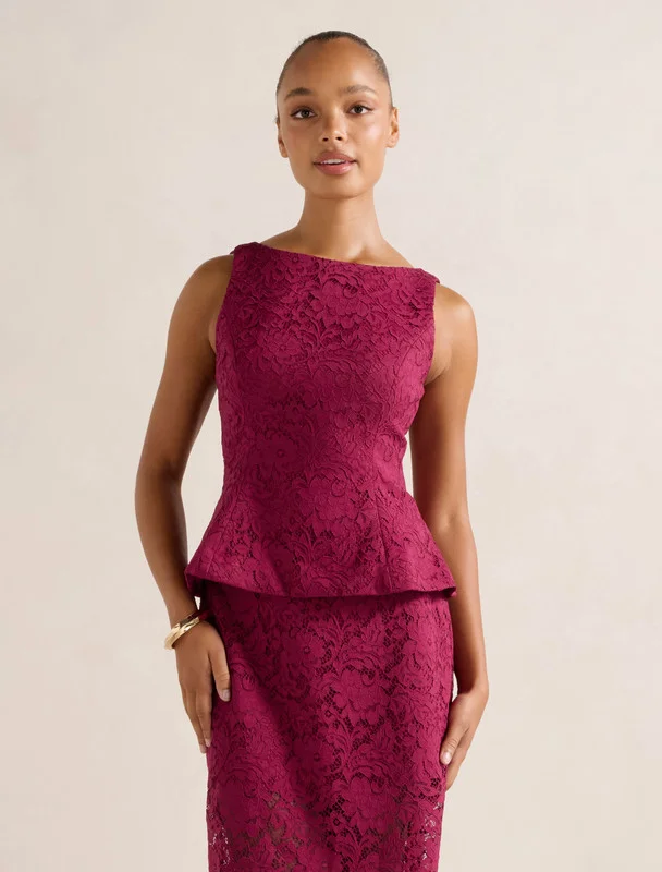 Forever New Loretta Lace Peplum Top