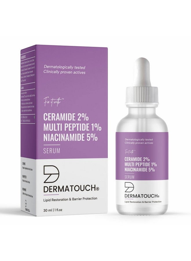 DERMATOUCH Ceramide 2% Multi Peptide 1% Niacinamide 5% Serum | For Lipid Restoration & Barrier Protection | Anti-Aging Formula | Specially For Dry Skin | For Both Men & Women | 30Ml  - Image 1