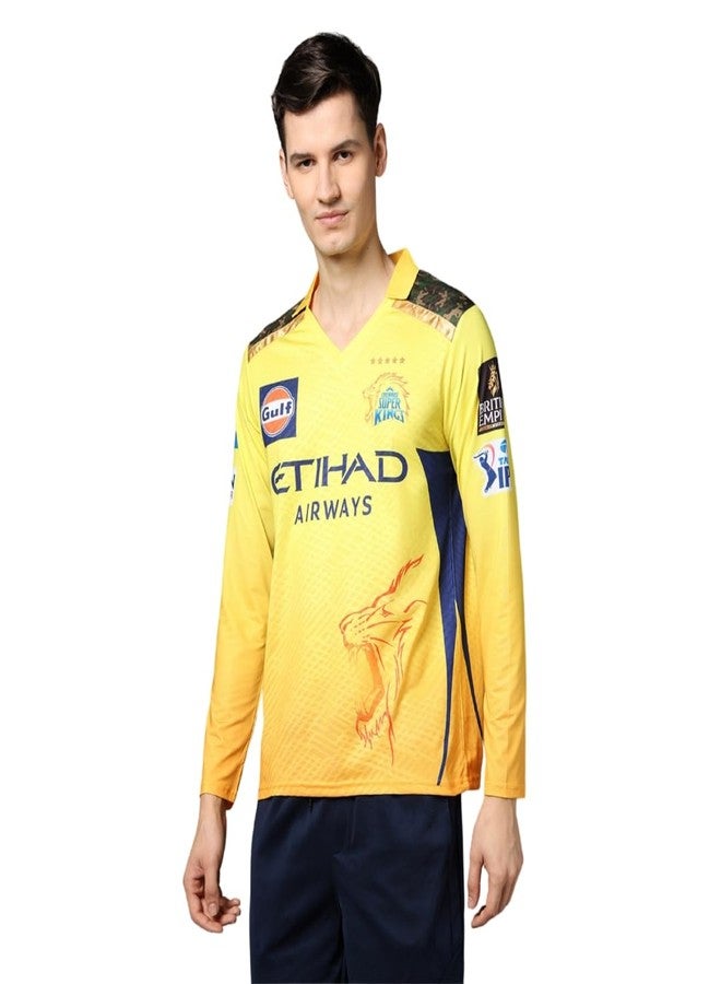 playR x Chennai Super Kings Authentic Match Jersey - IPL 2025 Edition Unisex Adult Plain Long Sleeve Sportswear Tee for Training, Practice, Outdoor & Match Day Comfortable Csk tshirt For All Season - Image 1