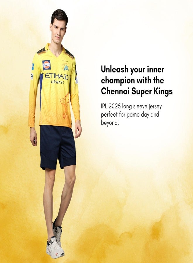 playR x Chennai Super Kings Authentic Match Jersey - IPL 2025 Edition Unisex Adult Plain Long Sleeve Sportswear Tee for Training, Practice, Outdoor & Match Day Comfortable Csk tshirt For All Season - Image 2
