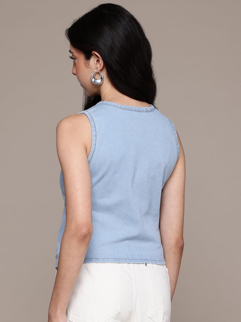 Nifty Women's Denim Waistcoat (1474_ICE_L_Sky_Blue_Large) - Image 5