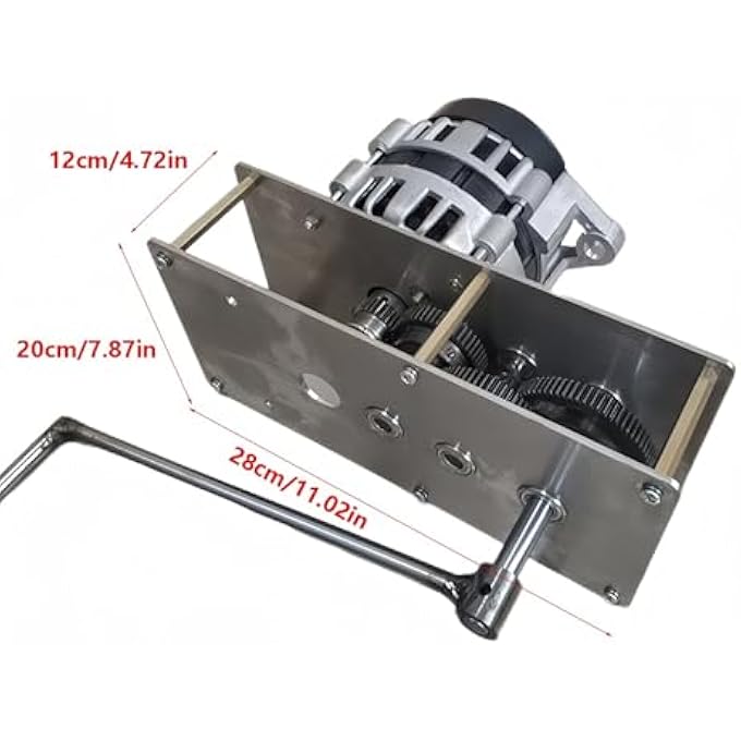 OLONETO 2000W Hand Crank Generator With Speed Increasing Gearbox, 14V/28V Brushless Permanent Magnet, Pure Copper Coil, For Emergency Power And Household Use(14V) - Image 3