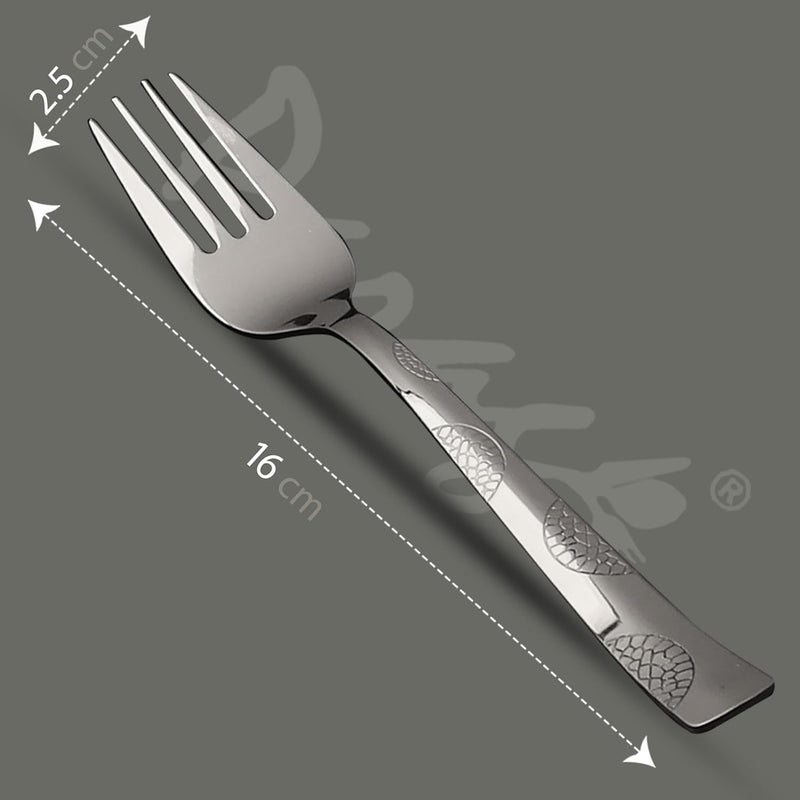 Parage Parage 6 Pieces Stainless Steel Forks 16 cm Long Premium Forks Set for Home Kitchen Luxury Dining Tableware Cutlery Set Gift for House Warming6 Dinner Forks Silver Moonpress Design - Image 2