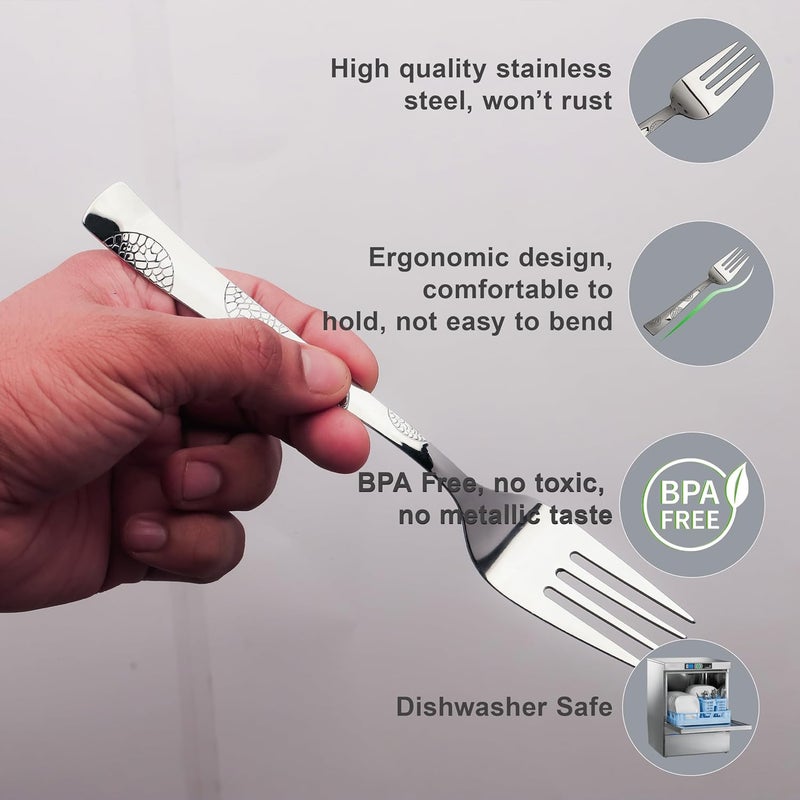 Parage Parage 6 Pieces Stainless Steel Forks 16 cm Long Premium Forks Set for Home Kitchen Luxury Dining Tableware Cutlery Set Gift for House Warming6 Dinner Forks Silver Moonpress Design - Image 3