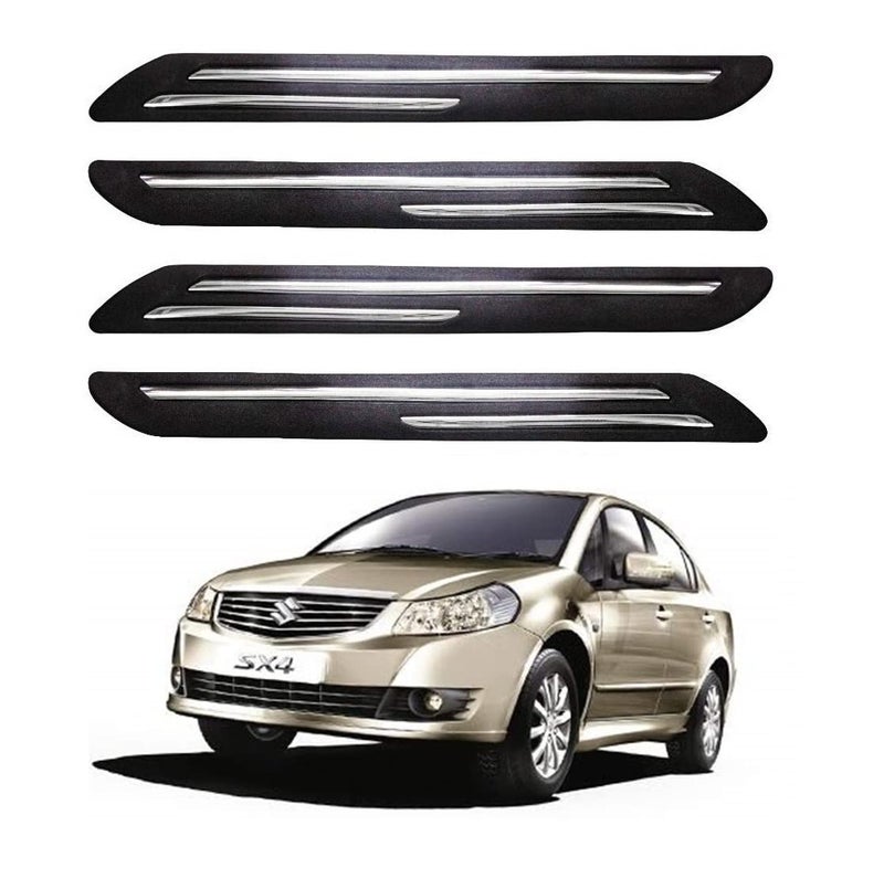 Bowrain حماية مصد السيارة لماروتي SX4 (2007-2013) - (أسود، عبوة من 4، شريط كروم) - Image 1