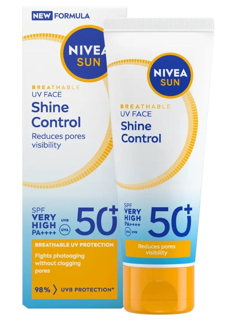 Nivea BREATHABLE UV FACE Shine Control Reduces pores visibility SPF 50+ CREAM 40 ml - Image 1