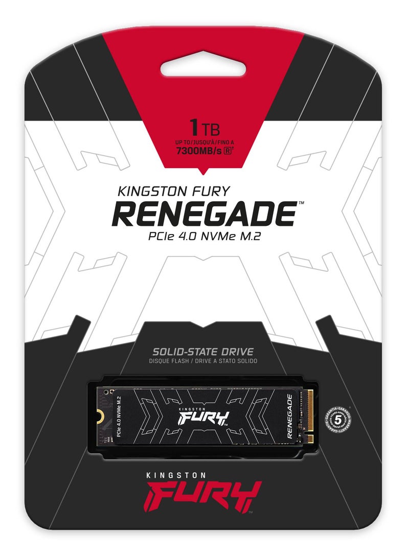 Kingston Fury Renegade 1TB PCIe Gen 4.0 NVMe M.2 Internal Gaming SSD | Up to 7300 MB/s | Graphene Heat Spreader | 3D TLC NAND | Works With PS5 | SFYRS/1000G - Solid State Drive - Image 1