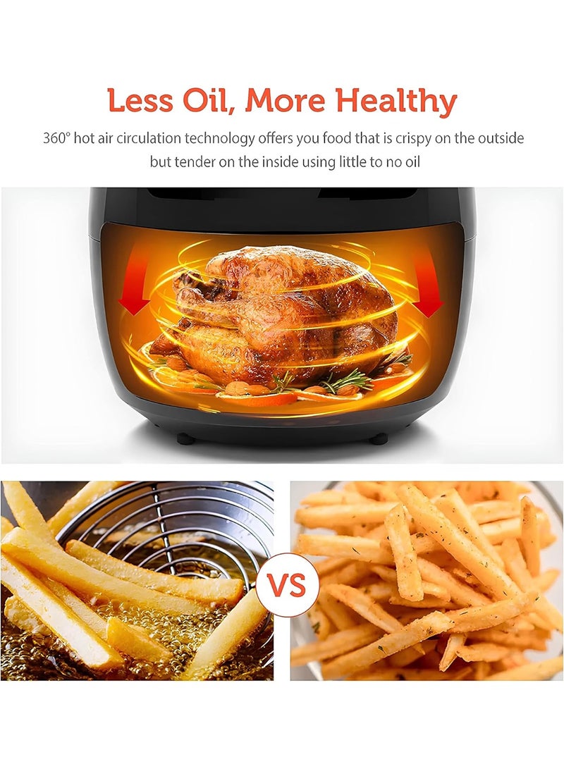 كيمايا مقلاة هوائية رقمية متعددة الوظائف بسعة 8 لترات وقوة 2400 واط - طهي بدون زيت، تحكم ذكي في درجة الحرارة، سطح غير لاصق وإيقاف تشغيل تلقائي (أسود منتصف الليل) - Image 3