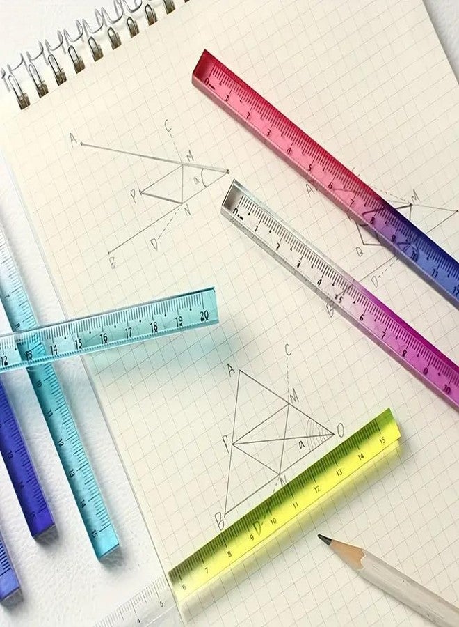 Radiance™ 2 Pcs 3D Cube Square Scale 20cm | Transparent Gradient Ruler for Kids & Adults | Multi-Functional Stationery for School & Office Use (Random Colors) - Image 5