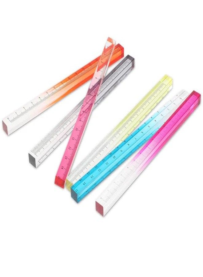 Radiance™ 2 Pcs 3D Cube Square Scale 20cm | Transparent Gradient Ruler for Kids & Adults | Multi-Functional Stationery for School & Office Use (Random Colors) - Image 1