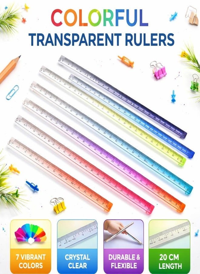 Radiance™ 2 Pcs 3D Cube Square Scale 20cm | Transparent Gradient Ruler for Kids & Adults | Multi-Functional Stationery for School & Office Use (Random Colors) - Image 4