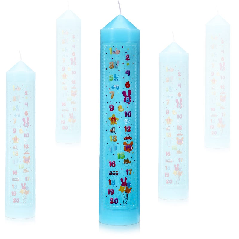 Jutom Birthday Countdown Candles Baby Shower Birthday Pillar Candle First 121 Pillar Blue Annual for Boys Baby Shower Favor 10 Inches Tall