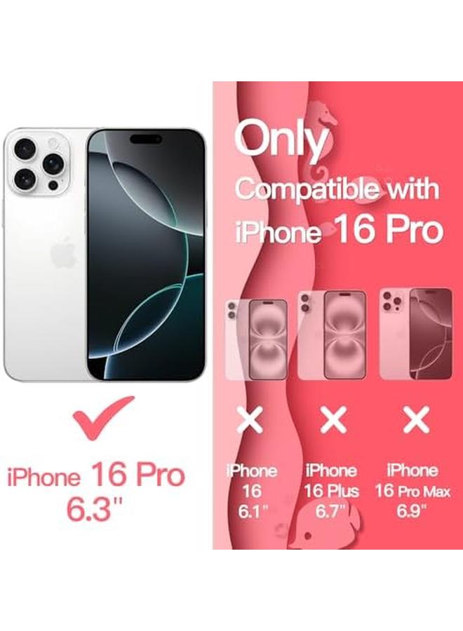 Jetech Wavy Case For Iphone 16 Pro 6.3 Inch Cute Wave Frame Curly Shape Shockproof Phone Cover For Women And Girls Clear Hard Pc Back Pink - Image 2