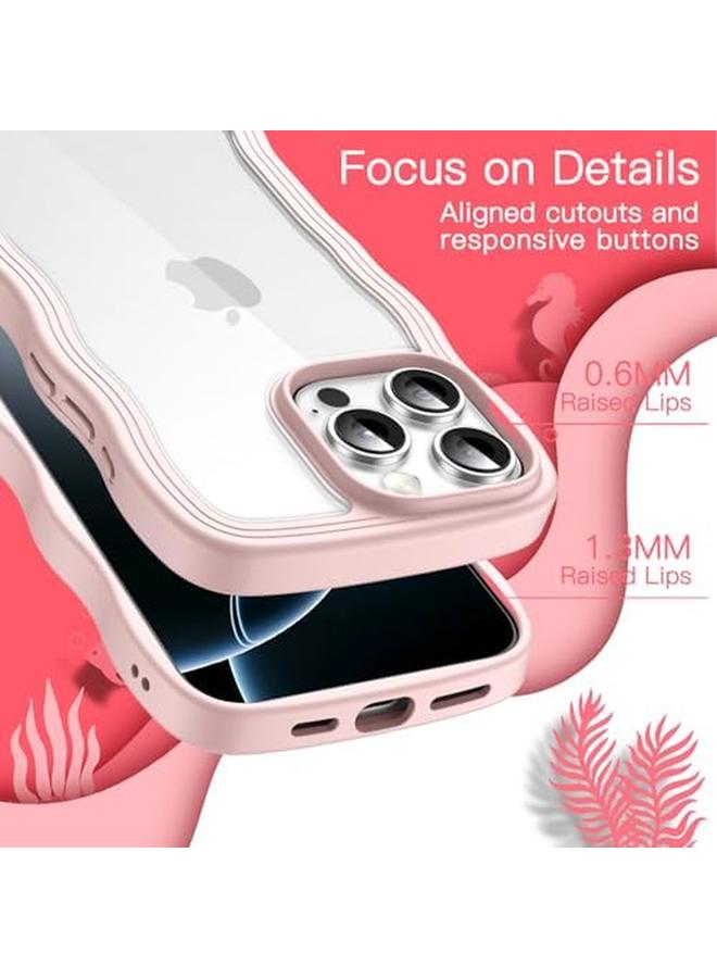 Jetech Wavy Case For Iphone 16 Pro 6.3 Inch Cute Wave Frame Curly Shape Shockproof Phone Cover For Women And Girls Clear Hard Pc Back Pink - Image 5