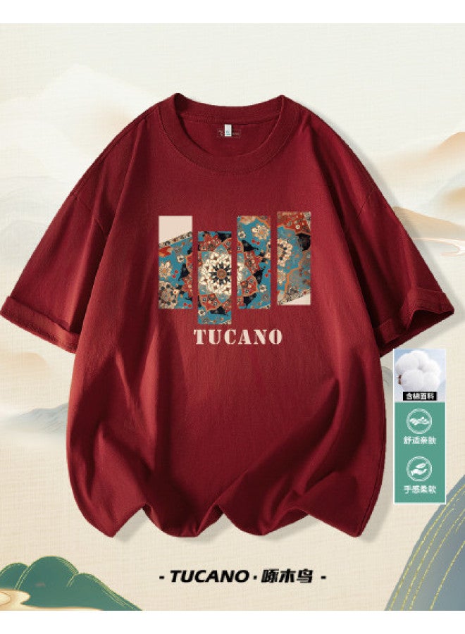 Tucano summer Men's Short Sleeve T-shirt Chinese Style Vintage Round Neck Loose Casual Base Layer Top - Image 1