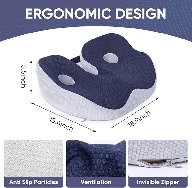 AoMige Memory Foam Seat Cushion for Sciatica Relief, Hemorrhoid Pillow for Office Chair/Car Seat/Wheelchair, Coccyx Pain Relief Cushion - Image 4