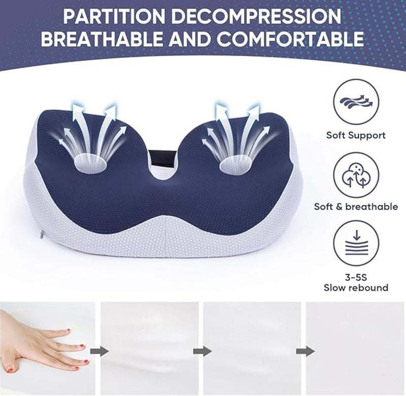 AoMige Memory Foam Seat Cushion for Sciatica Relief, Hemorrhoid Pillow for Office Chair/Car Seat/Wheelchair, Coccyx Pain Relief Cushion - Image 5