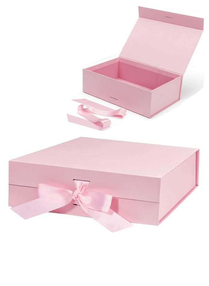 Neox 2 PCS Gift Boxes,31*26*9cm Pink Large Gift Box with Ribbon, Luxury Magnetic Empty Gift Boxes,Folding Gift Boxes for Presents With Lid, Suitable for Festival, Birthday, Anniversary, Large Gift Boxes with Lid Ribbon and Magnetic Closure for Wrapping Gifts Folding Gift Boxes for Presents With Lid, Suitable for Festival, Birthday, Anniversary - Image 1