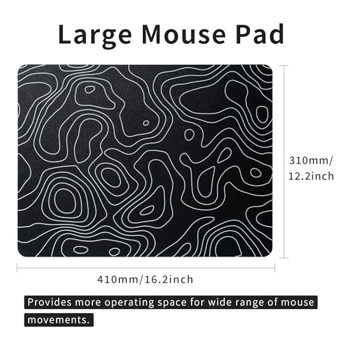 GMKWTL XVX Glass Mouse Pad for Gaming, Black Topographic Hard Gaming Mousepad, Professional Large Mouse Mat 410mm*310mm, Special Glass Surface with Improved Precision and Speed - Image 2