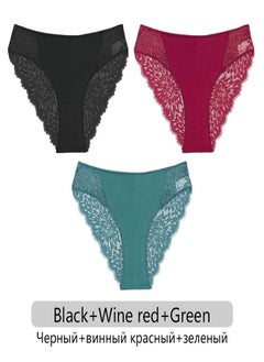 Eckek 3Pcs/set  Lace Panties Women Floral Briefs S-XL Ladies Underpants Low Waist Lace Underwear Female Lingerie 6 Colors  - Image 1
