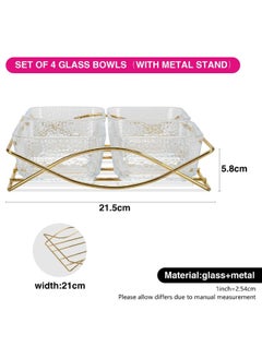 DANUBE HOME Fissman Pristine Clear-Glass Bowl With Metal Stand Set Of 4 Elegant And Durable Perfect For Serving Salads Fruits Or Desserts Ideal For Home Parties Or Special Occasions  - Image 1