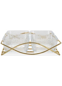 DANUBE HOME Fissman Pristine Clear-Glass Bowl With Metal Stand Set Of 4 Elegant And Durable Perfect For Serving Salads Fruits Or Desserts Ideal For Home Parties Or Special Occasions  - Image 4