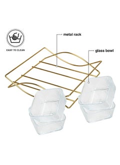 DANUBE HOME Fissman Pristine Clear-Glass Bowl With Metal Stand Set Of 4 Elegant And Durable Perfect For Serving Salads Fruits Or Desserts Ideal For Home Parties Or Special Occasions  - Image 2