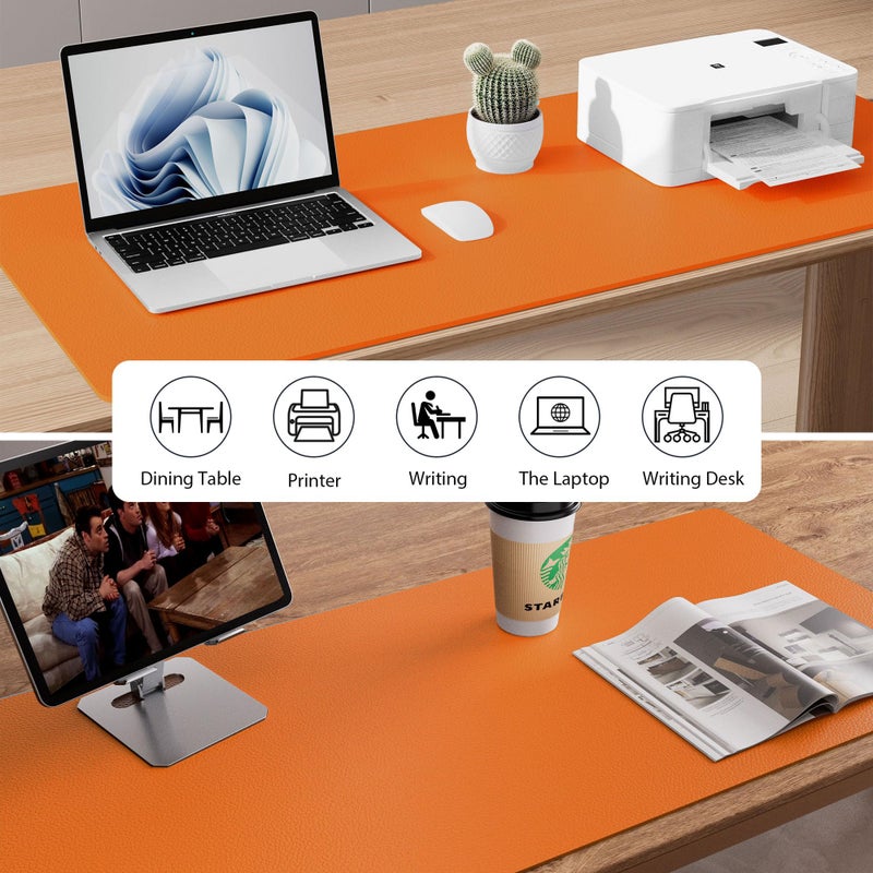 Aothia Leather Desk Pad Protector, Mouse Pad, Office Desk Mat, Non-Slip PU Leather Desk Blotter, Laptop Desk Pad, Waterproof Desk Writing Pad for Office and Home (36" x 17", Hermes Orange) - Image 5