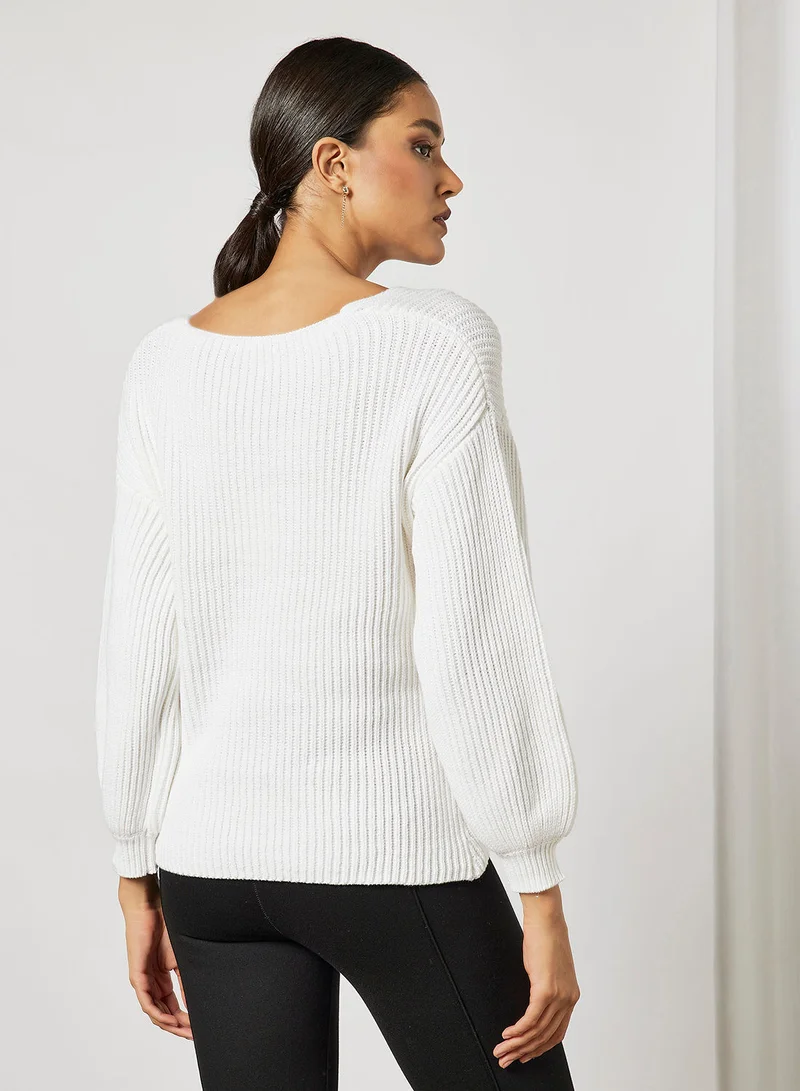 Bardot Balloon Sleeve Sweater