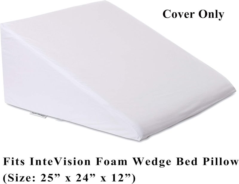 InteVision 400 Thread Count, 100% Egyptian Cotton Bed Wedge Pillowcase; Replacement Cover Designed to Fit The 12" (Height) Version of The Foam Wedge Bed Pillow (25" x 24" x 12") - Image 2