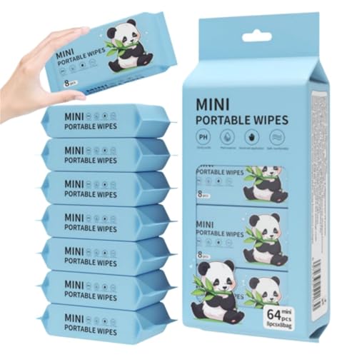 Nexllent Mini Baby Wipes Disposable Portable Pocket Water Wipes Baby Skin Care Wet Tissue Travel Children Baby Hand & Face Baby Sanitizing Cleansing/Moisturising Wipes For Fresh(64 Wipes X 1 Pack) - Image 1
