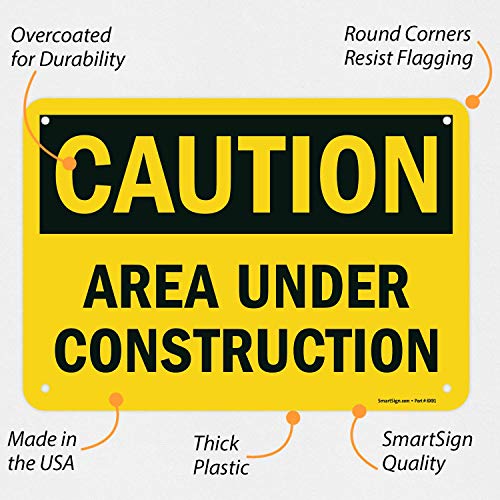 SmartSign U91377NP_7x10 Caution Area Under Construction Sign 7 x 10 Plastic Black on Yellow - Image 3