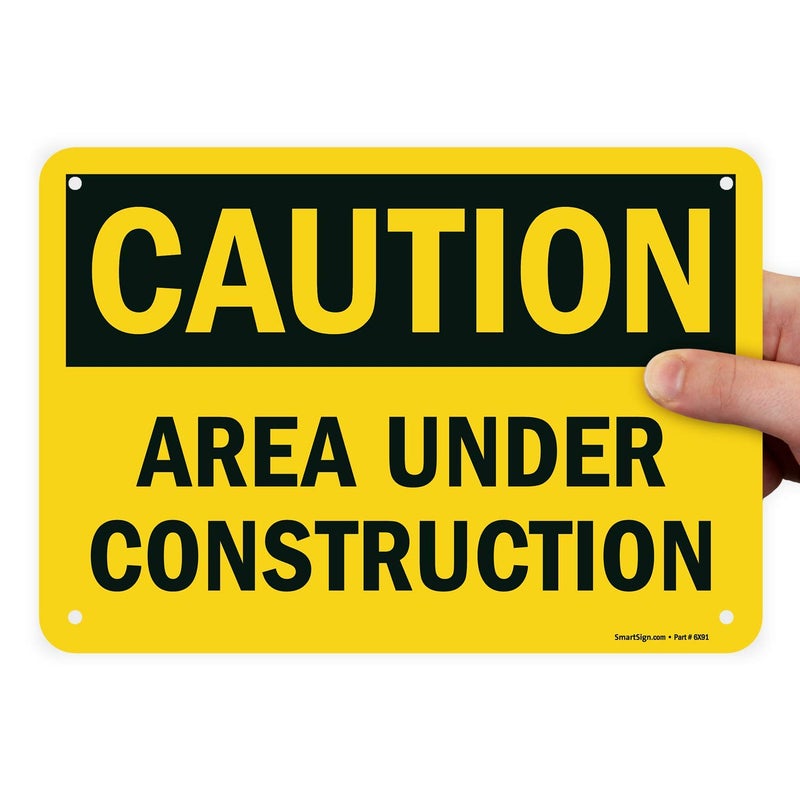SmartSign U91377NP_7x10 Caution Area Under Construction Sign 7 x 10 Plastic Black on Yellow - Image 2