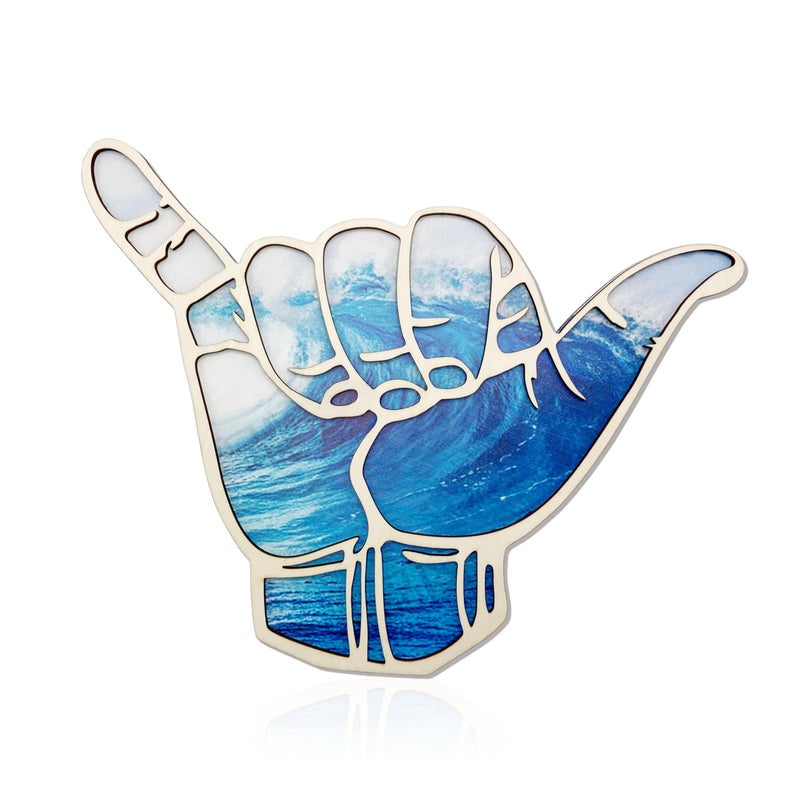 AWISBI Wooden Shaka Wall Sign Hang Loose Sign Hawaii Aloha Surfer Hand Sign Nursery Room Decor Surf Wall Decor for Home Living Room Bathroom Bedroom and Nursery - Image 3