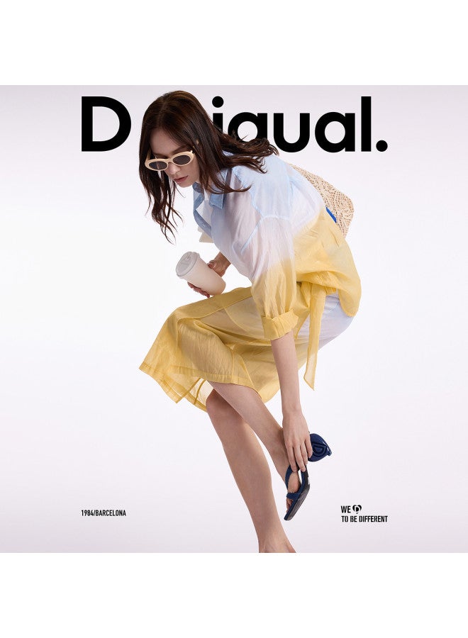 DESIGUAL 25ss تنورة ميدي بطبعة تندال متدرجة برباط خصر من ليكوسيل - Image 4
