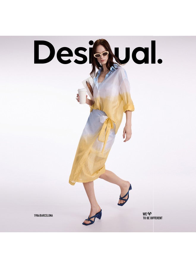DESIGUAL 25ss تنورة ميدي بطبعة تندال متدرجة برباط خصر من ليكوسيل - Image 2