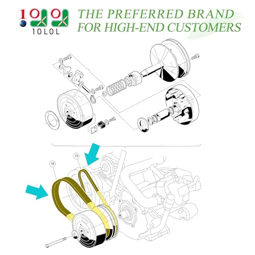 10L0L Clutch Drive Belt & Starter Generator Belt Kit for Club Car DS 1997-up, Club Car Precedent 2004-up Gas Golf Cart, Replace OEM 101916701 1016203 - Image 2