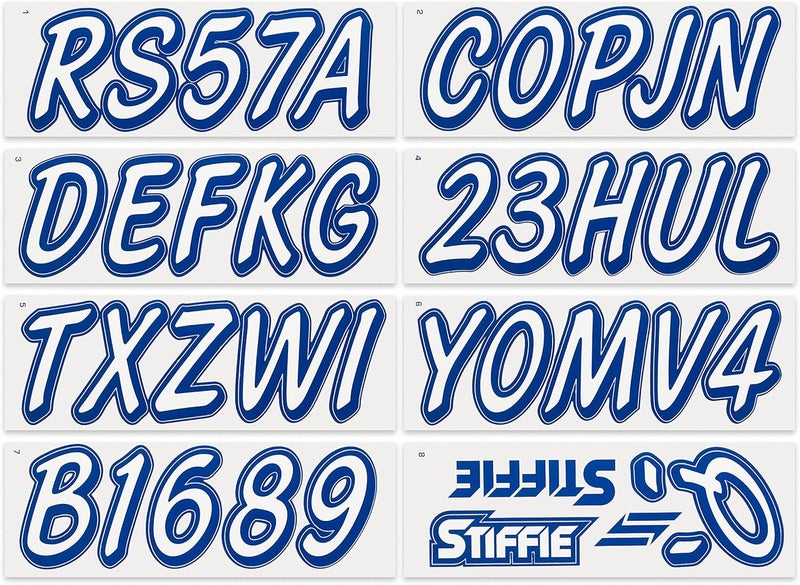 Stiffie ملصقات تعريفية صلبة من STIFFIE Whipline باللون الأبيض/الأزرق الداكن مقاس 3 بوصات، أرقام تعريف أبجدية رقمية للقوارب والمركبات المائية الشخصية خطط شراء متنوعة - Image 3